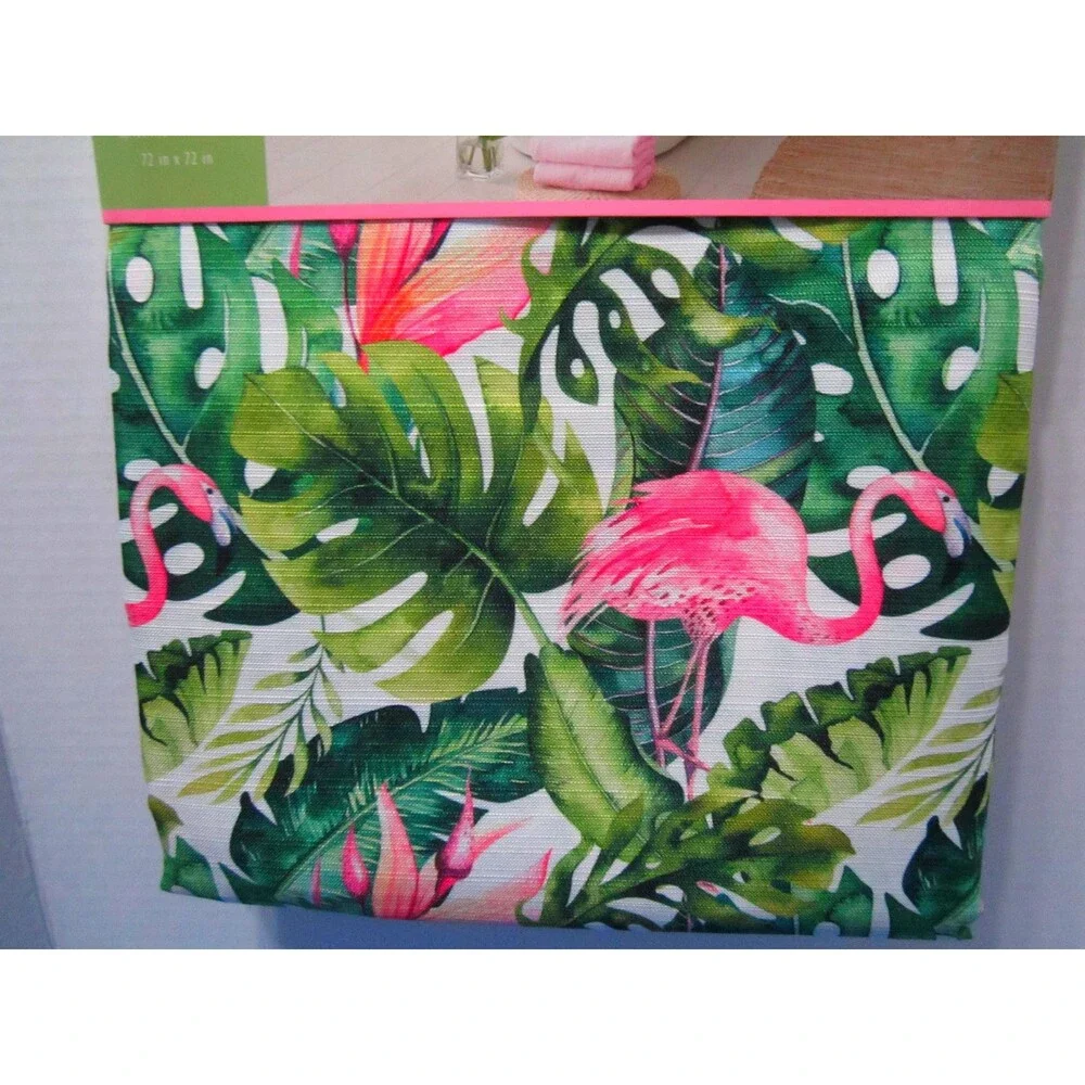 NEW Tropical Flamingo Shower Curtain Florida Fabric Island Hawaii